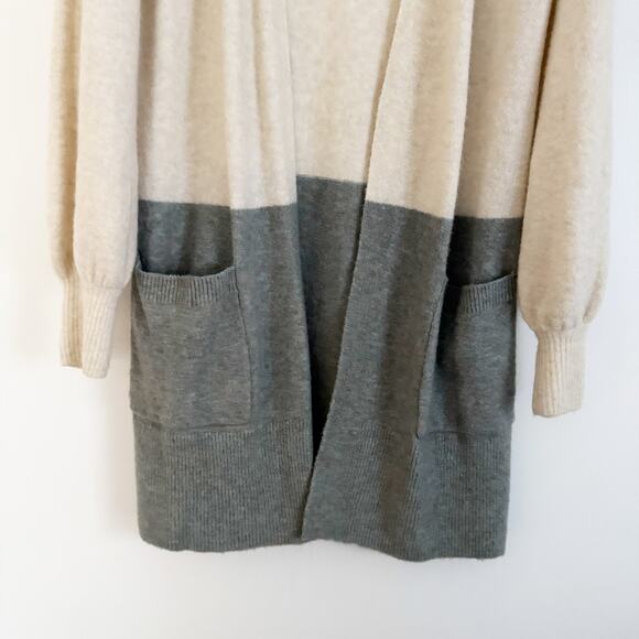 MADEWELL Edgewater Bubble Sleeve Cardigan Sweater Colorblock XS K5801 - Picture 6 of 11